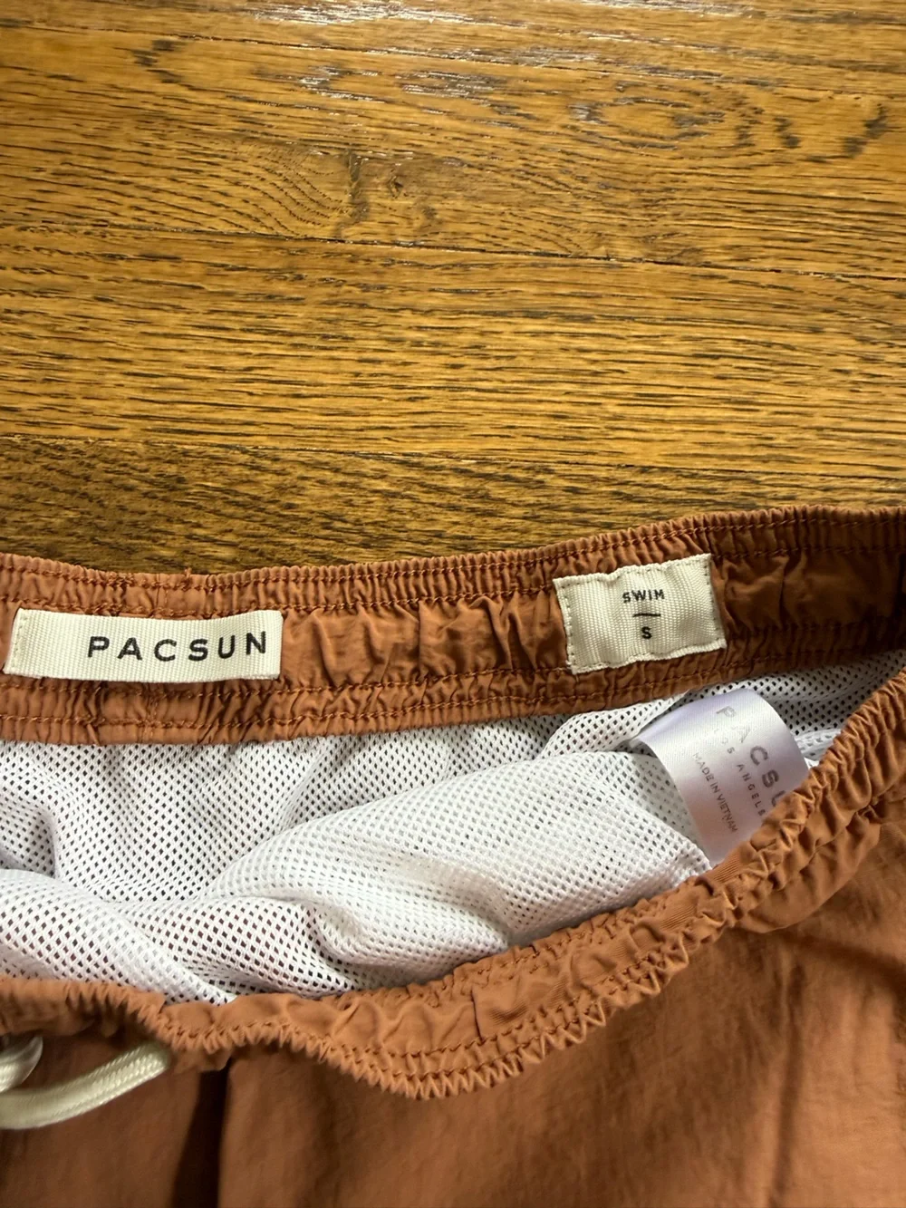 PacSun Mens Rust Swim Trunks with White Drawstring